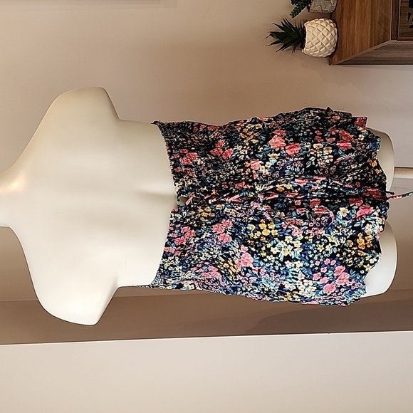 Torrid - Stretch Challis Lace-Up Back Corset Top in Floral Black​​​​​​​ - Picture 5 of 15